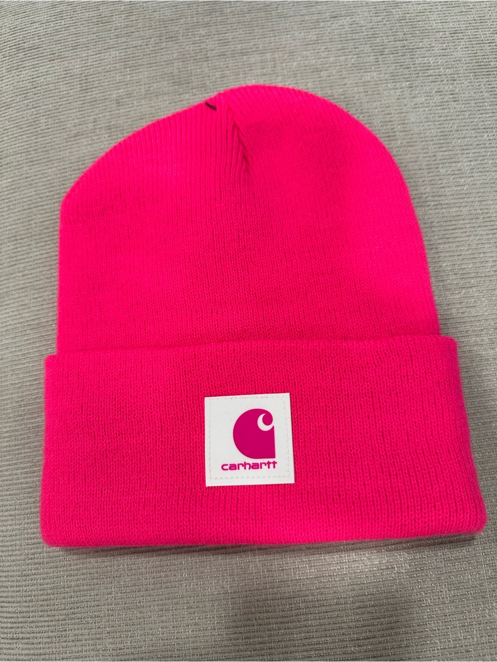 NWT Carhartt Pink Glow Rubber Patch Beanie One Size